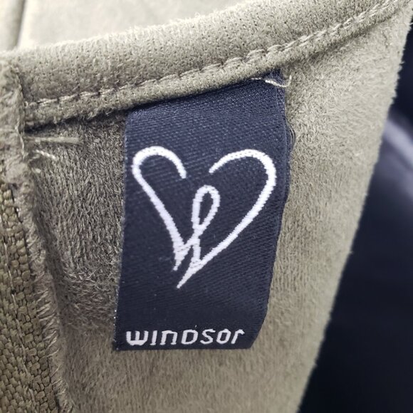 3/$25 Windsor Faux Suede Mini Sheath Dress S Long Sleeves V Neck Olive Green - Picture 9 of 10